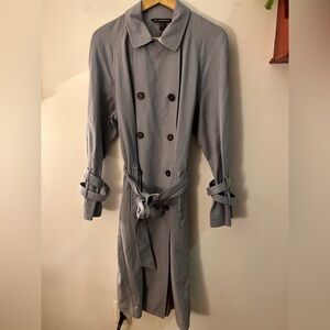 Zara Blue Belted Trench Coat S-M